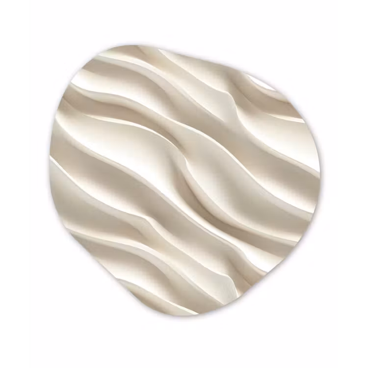 Diagonaal - Golven - Crème Wandcirkel Organisch Aluminium middel 851 -3d