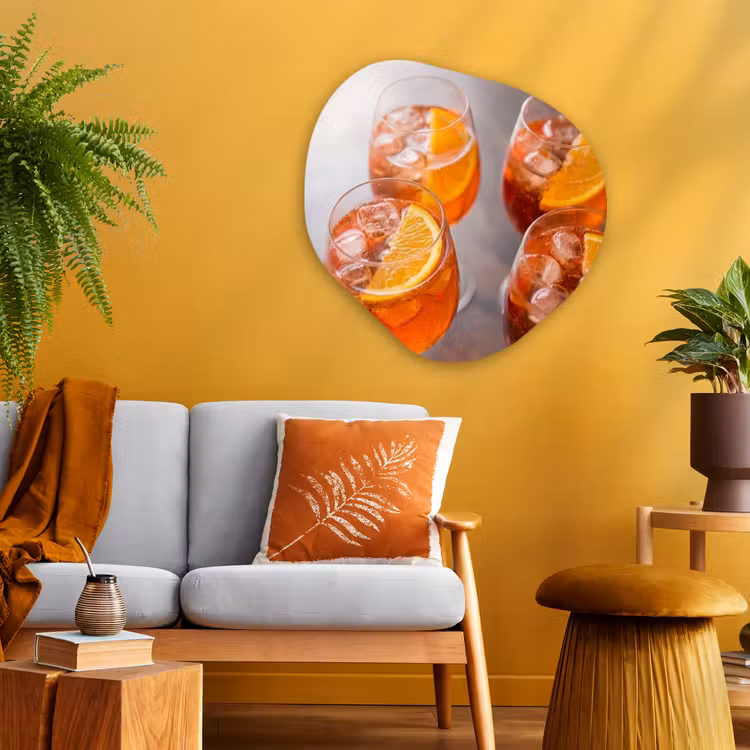 Drank - Sinaasappel - IJs - Zomer - Oranje Wandcirkel Organisch Aluminium middel -sfeer4