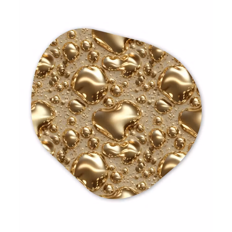 Druppels - Organisch - Goud Wandcirkel Organisch Aluminium middel 851 -3d