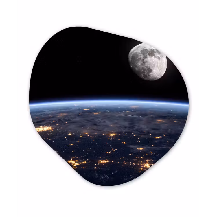 Organic painting - Aluminum -. Earth - Night - Space - Aarde - Nacht - Ruimte Wandcirkel Organisch Aluminium middel