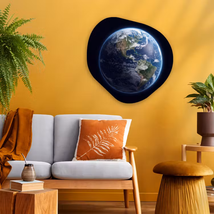 Organic painting - Aluminum -. Earth - Space - Cosmos - Aarde - Ruimte - Kosmos Wandcirkel Organisch Aluminium middel
