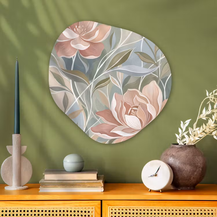 Elegant - Romantiek - Roze Wandcirkel Organisch Aluminium middel -sfeer2