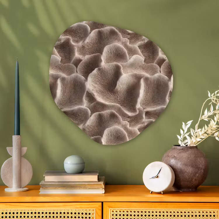 Waaiervorm - Beige - Vezel textuur Wandcirkel Organisch Aluminium middel 851 -sfeer2