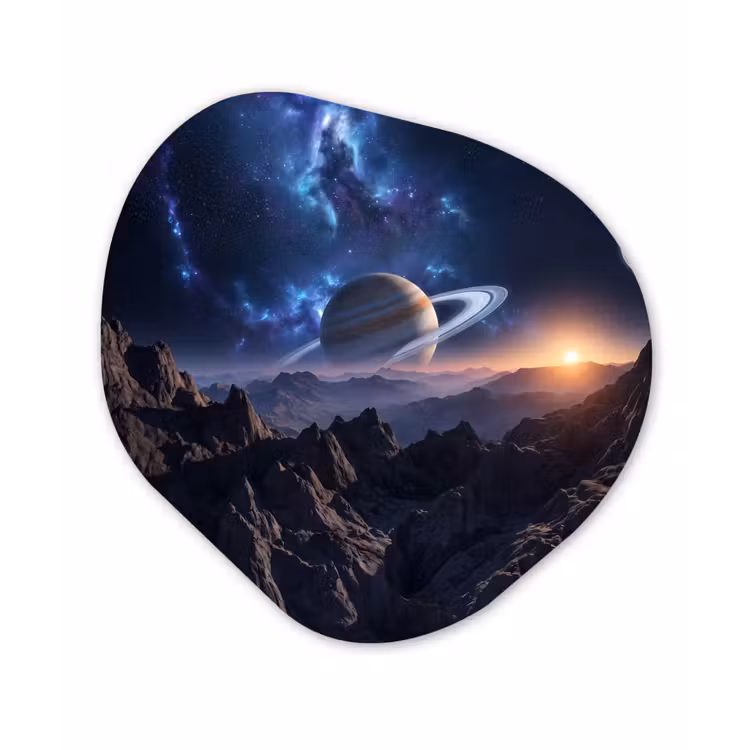 Fantasy - Kosmos - Landschap Wandcirkel Organisch Aluminium middel -3d