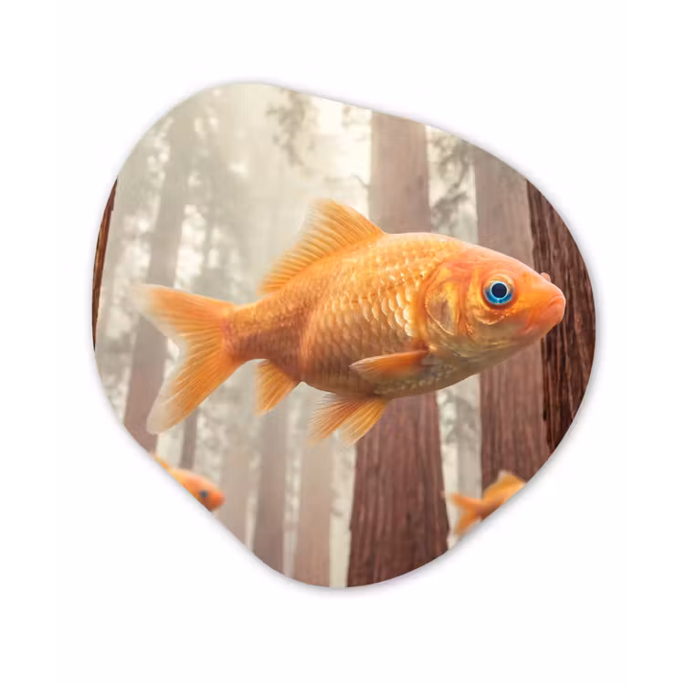 Organic painting - Aluminum -. Fish - Forest - Fantasy - Vis - Bos - Fantasie Wandcirkel Organisch Aluminium middel