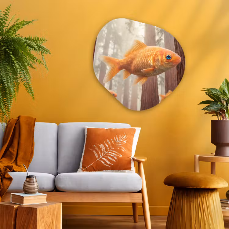 Organic painting - Aluminum -. Fish - Forest - Fantasy - Vis - Bos - Fantasie Wandcirkel Organisch Aluminium middel