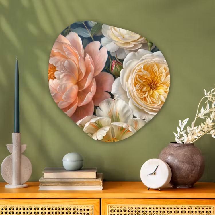 Bloemen - Boeket - Natuur - Klassiek - Kleurrijk Wandcirkel Organisch Aluminium middel -sfeer2