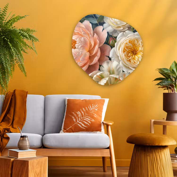 Bloemen - Boeket - Natuur - Klassiek - Kleurrijk Wandcirkel Organisch Aluminium middel -sfeer4
