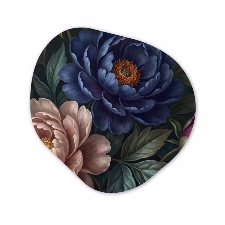 Bloemen - Vlinder - Natuur - Modern - Paars Wandcirkel Organisch Aluminium middel -3d