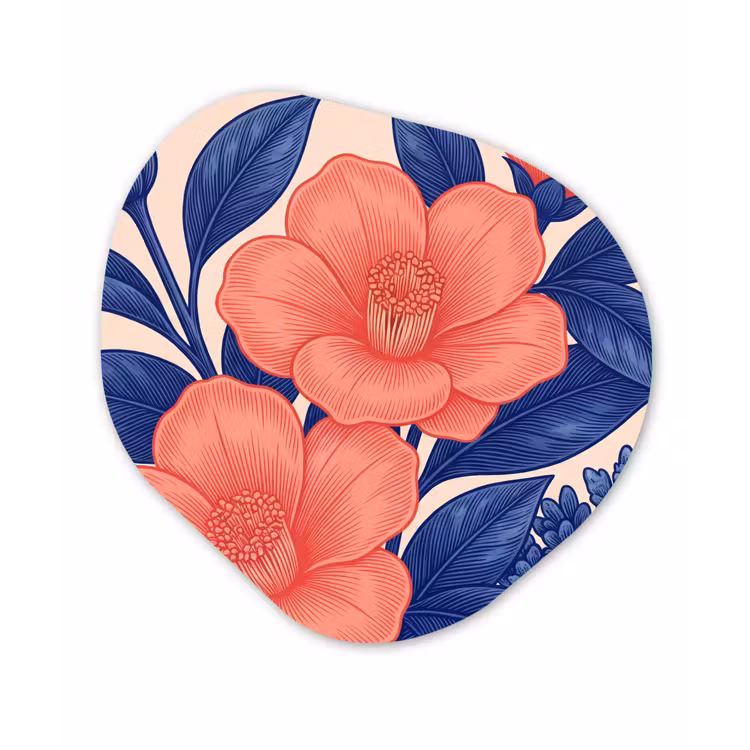 Organic painting - Aluminum -. Flowers - Leaves - Botanical - Bloemen - Bladeren - Botanisch Wandcirkel Organisch Aluminium middel