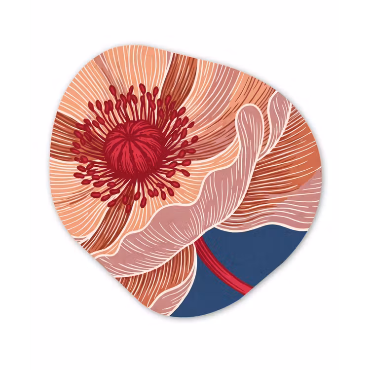 Organic painting - Aluminum -. Flowers - Modern - Abstract - Bloemen - Modern - Abstract Wandcirkel Organisch Aluminium middel