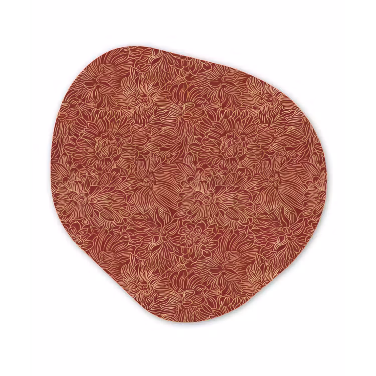 Bloemen - Motief - Rood Wandcirkel Organisch Aluminium middel 851 -3d