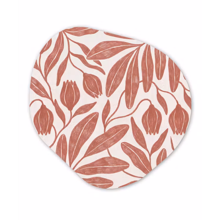 Bloemen - Patroon - Modern - Natuur - Bruin Wandcirkel Organisch Aluminium middel -3d
