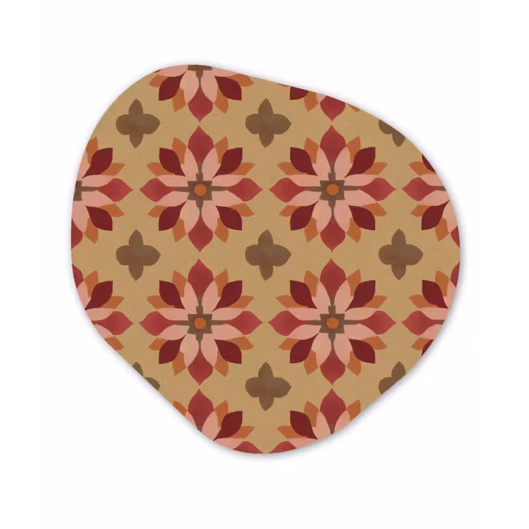 Bloemen - Retro - Groen Wandcirkel Organisch Aluminium middel 851 -3d