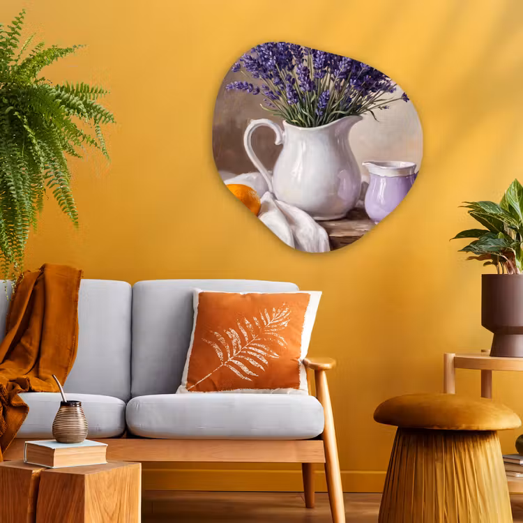 Organic painting - Aluminum -. Flowers - Still Life - Purple - Bloemen - Stilleven - Paars Wandcirkel Organisch Aluminium middel