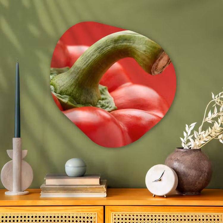 Organic painting - Aluminum -. Food - Bell Pepper - Red - Eten - Paprika - Rood Wandcirkel Organisch Aluminium middel