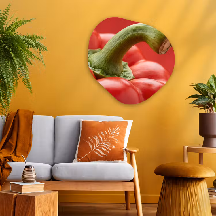 Organic painting - Aluminum -. Food - Bell Pepper - Red - Eten - Paprika - Rood Wandcirkel Organisch Aluminium middel