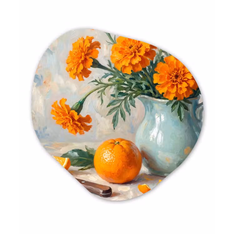 Organic painting - Aluminum -. Food - Orange - Art - Eten - Oranje - Kunst Wandcirkel Organisch Aluminium middel
