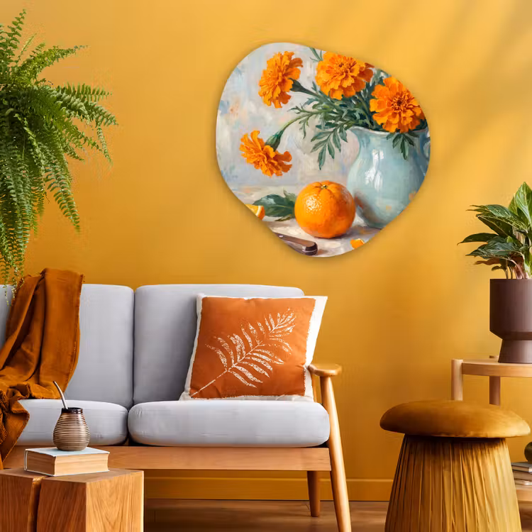 Organic painting - Aluminum -. Food - Orange - Art - Eten - Oranje - Kunst Wandcirkel Organisch Aluminium middel