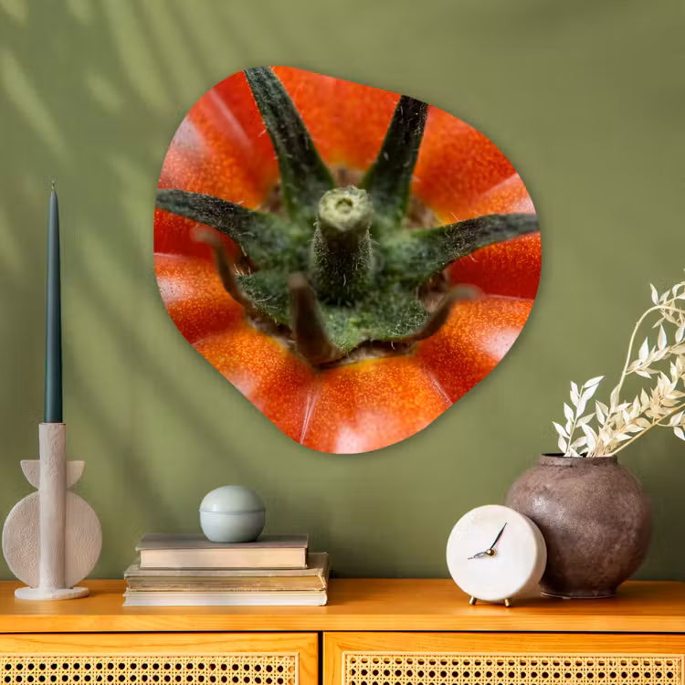 Organic painting - Aluminum -. Food - Tomato - Red - Eten - Tomaat - Rood Wandcirkel Organisch Aluminium middel