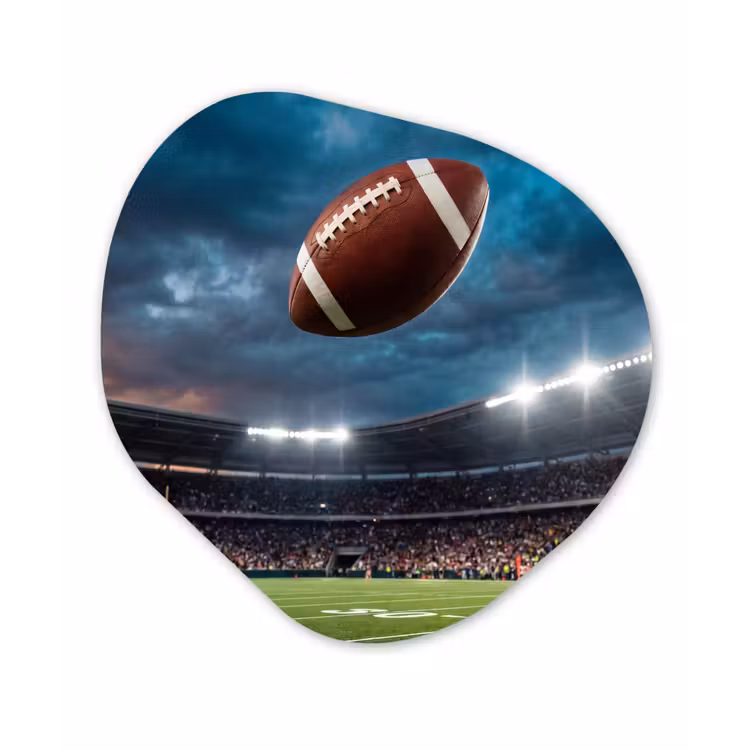 Football - Bal - Stadion - Sport Wandcirkel Organisch Aluminium middel -3d