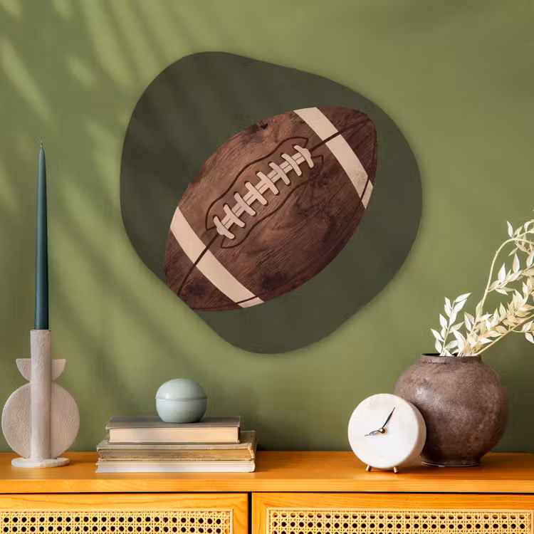 Football - Hout - Sport - Groen Wandcirkel Organisch Aluminium middel -sfeer2