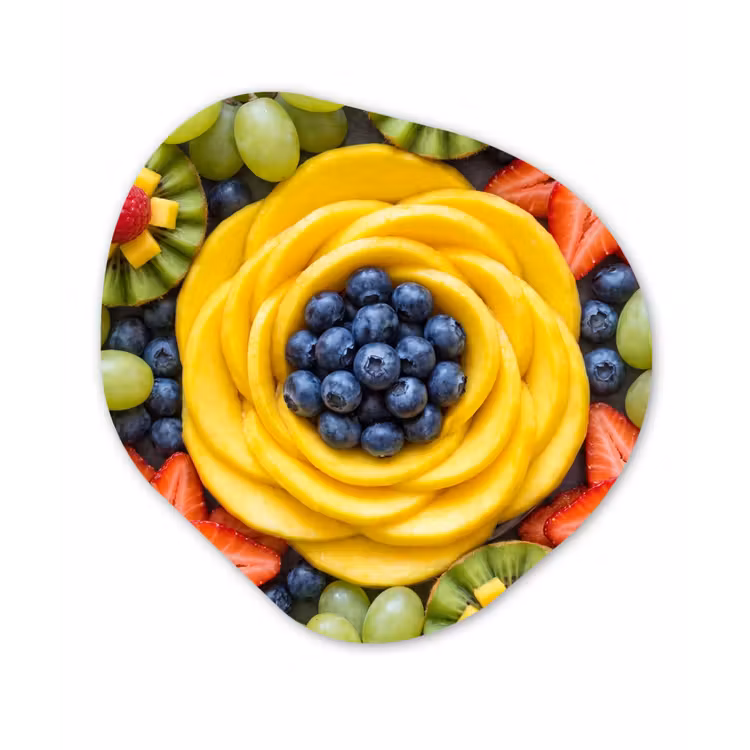 Fruit - Arrangement - Gezond - Kleurrijk - Eten Wandcirkel Organisch Aluminium middel -3d