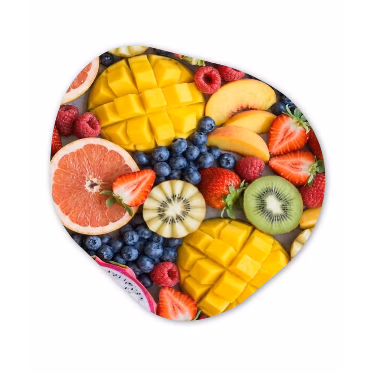 Fruit - Versneden - Kleurrijk - Eten - Gezond Wandcirkel Organisch Aluminium middel -3d