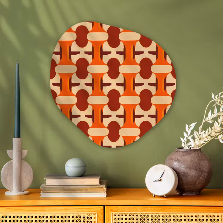 Geometrisch - Retro - Oranje Wandcirkel Organisch Aluminium middel 851 -sfeer2