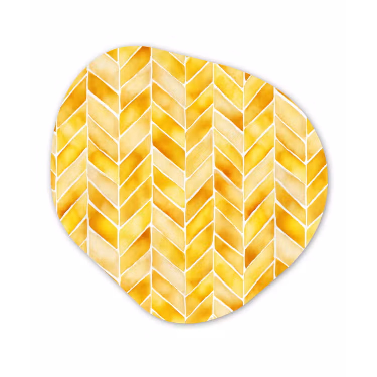 Visgraat - Aquarel - Patronen - Goudgeel Wandcirkel Organisch Aluminium middel 851 -3d