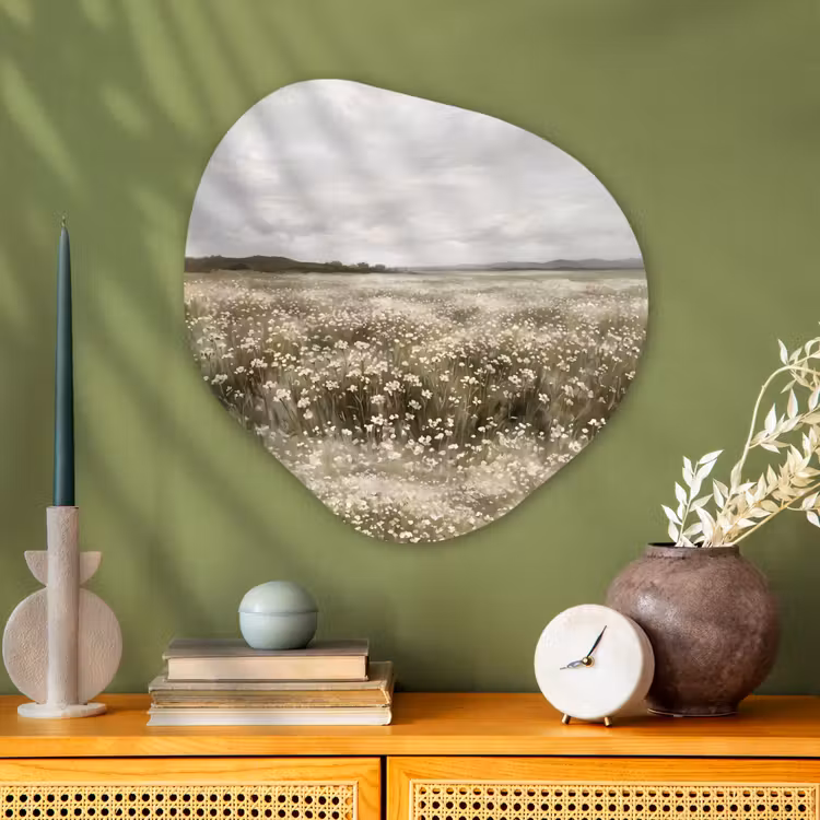Illustratie - Landschap - Wit Wandcirkel Organisch Aluminium middel -sfeer2