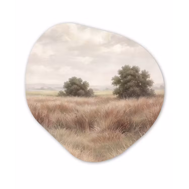 Landschap - Minimalistisch - Beige Wandcirkel Organisch Aluminium middel -3d