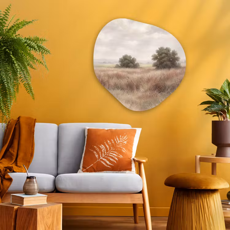 Landschap - Minimalistisch - Beige Wandcirkel Organisch Aluminium middel -sfeer4
