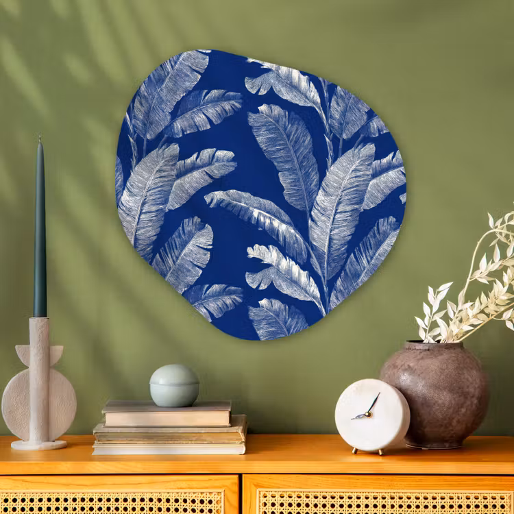 Blad - Palm - Blauw Wandcirkel Organisch Aluminium middel 851 -sfeer2