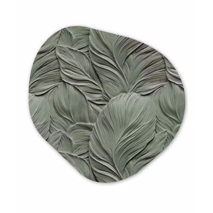 Bladeren - Textuur - Groen Wandcirkel Organisch Aluminium middel 851 -3d