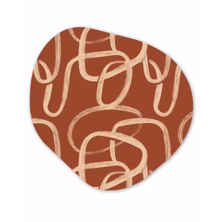 Lijnen - Abstract - Organisch - Terracotta - Crème Wandcirkel Organisch Aluminium middel 851 -3d