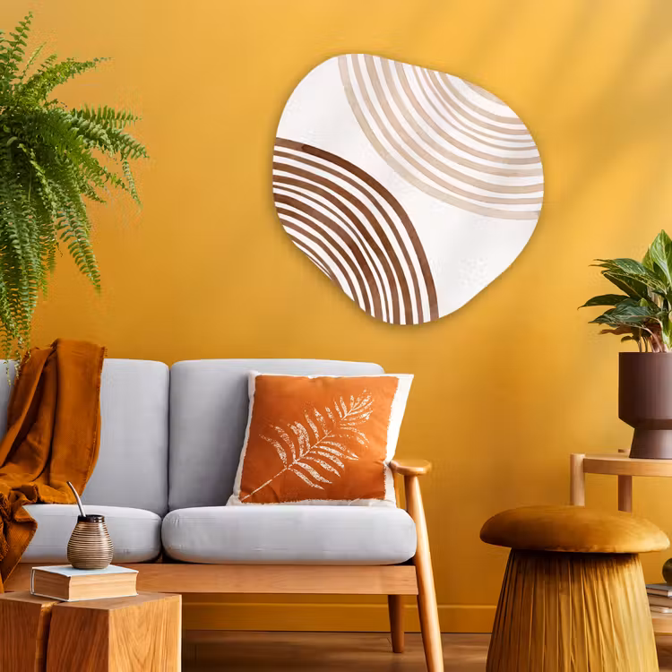 Organic painting - Aluminum -. Lines - Minimalist - Art - Lijnen - Minimalistisch - Kunst Wandcirkel Organisch Aluminium middel