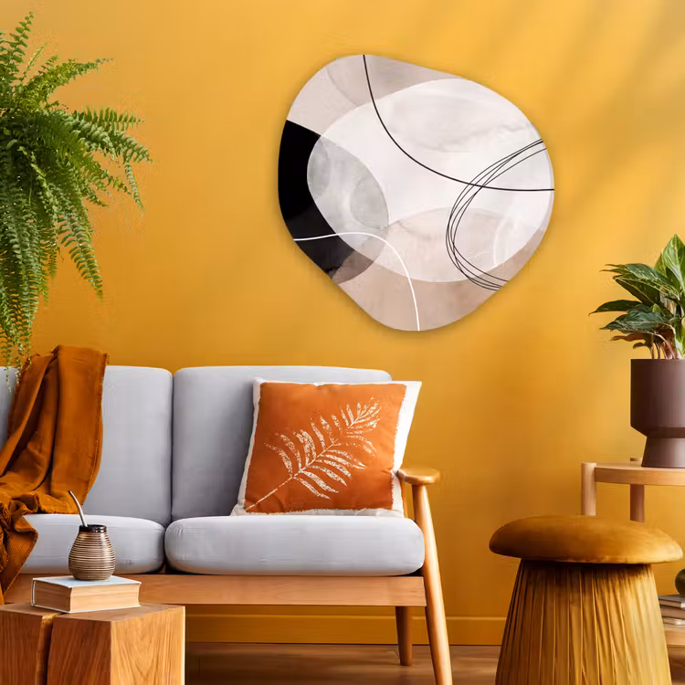 Organic painting - Aluminum -. Lines - Wavy - Art - Lijnen - Golvend - Kunst Wandcirkel Organisch Aluminium middel