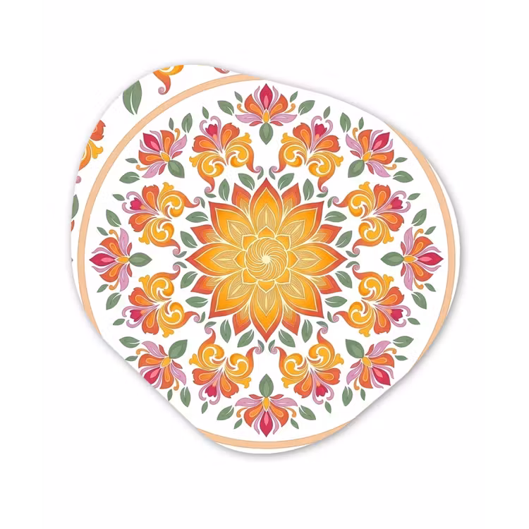 Mandala - Bloemen - Decoratie - Kleurrijk - Abstract Wandcirkel Organisch Aluminium middel -3d