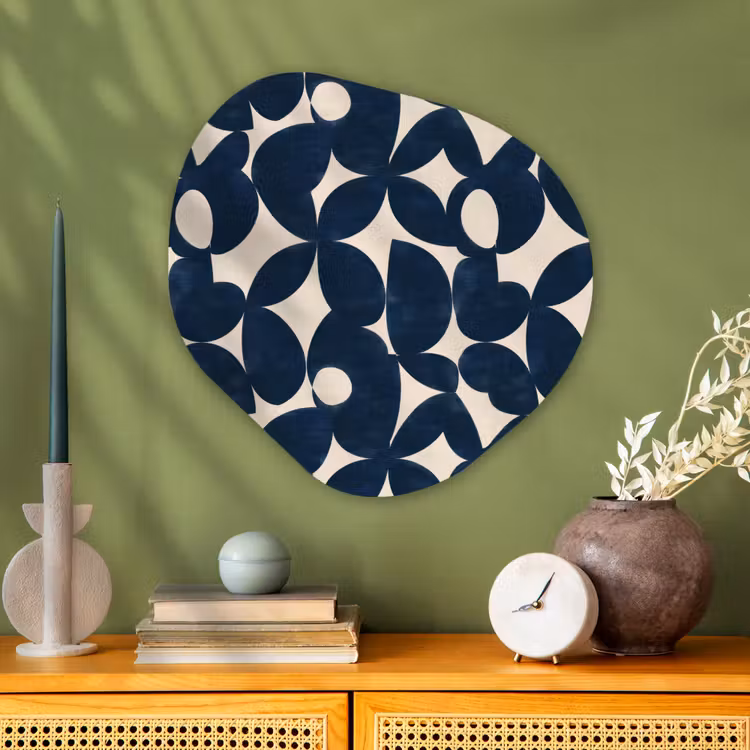 Modern - Geometrisch - Blauw Wandcirkel Organisch Aluminium middel 851 -sfeer2