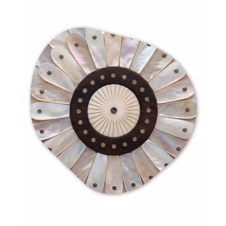 Parelmoer - Patroon - Decoratie - Ambacht - Wit Wandcirkel Organisch Aluminium middel -3d