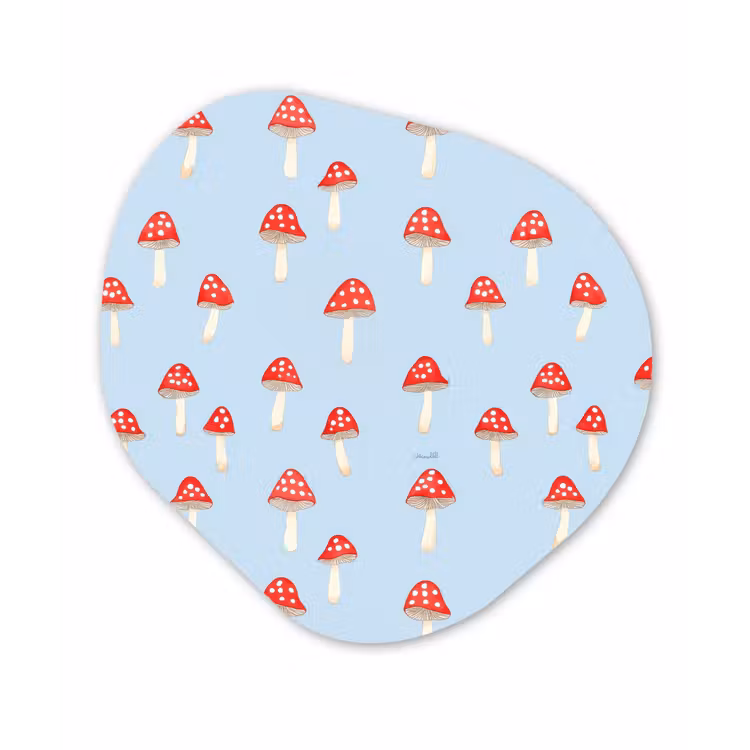 Paddenstoel -Sprookje - Blauw Wandcirkel Organisch Aluminium middel 851 -3d