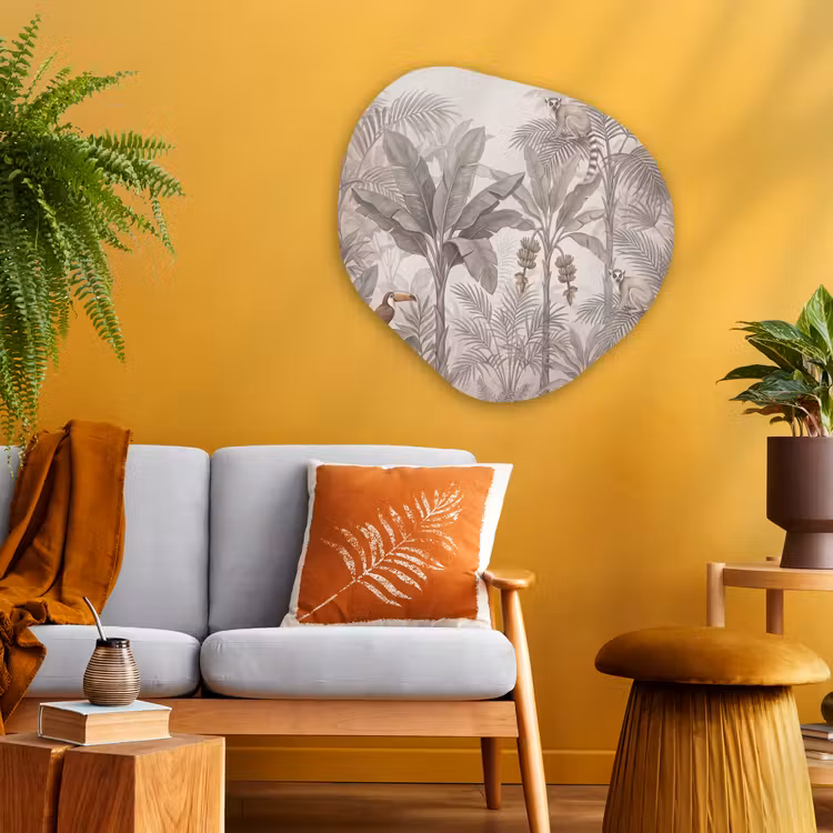 Natuur - Jungle - Ringstaartmaki - Bruin Wandcirkel Organisch Aluminium middel -sfeer4