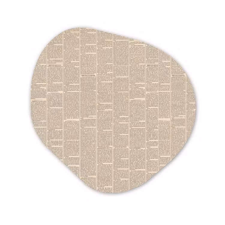 Krant - Nieuws - Historisch - Vintage - Beige Wandcirkel Organisch Aluminium middel -3d