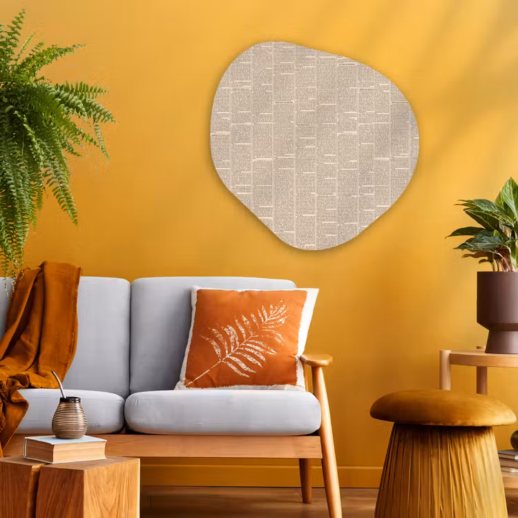 Krant - Nieuws - Historisch - Vintage - Beige Wandcirkel Organisch Aluminium middel -sfeer4