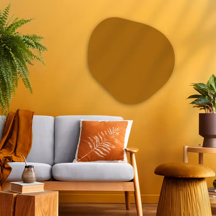 Ocre - Gold - Geel Wandcirkel Organisch Aluminium middel 851 -sfeer4