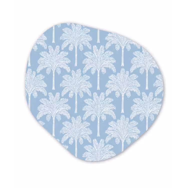 Palmboom - Modern - Blauw Wandcirkel Organisch Aluminium middel 851 -3d