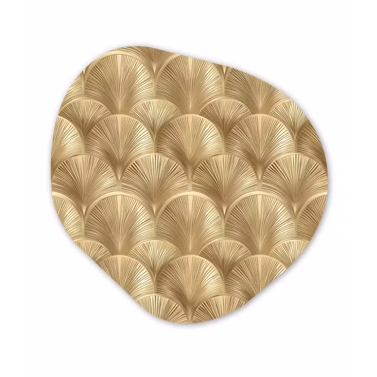 Patroon - Waaier - Goud Wandcirkel Organisch Aluminium middel 851 -3d