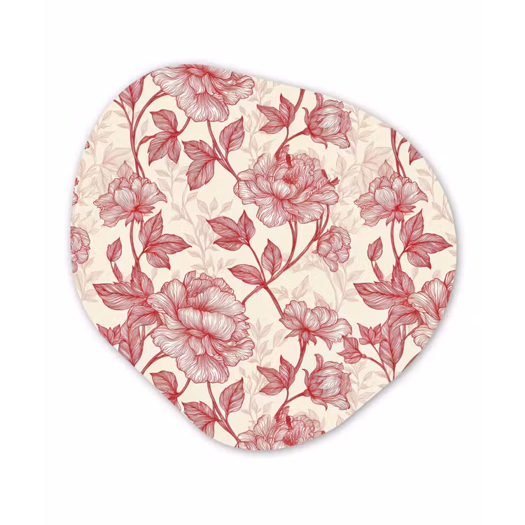 Pioenrozen - Modern - Rood Wandcirkel Organisch Aluminium middel 851 -3d