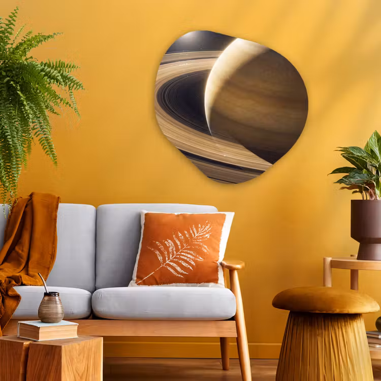Organic painting - Aluminum -. Planet - Rings - Space - Planeet - Ringen - Ruimte Wandcirkel Organisch Aluminium middel